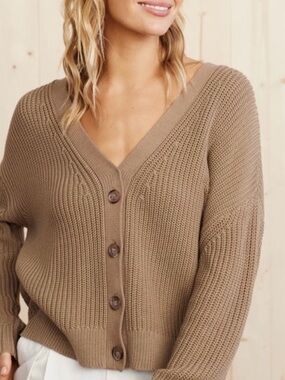 Jenni Kayne Mocha Cotton Cocoon Cardigan Size S
